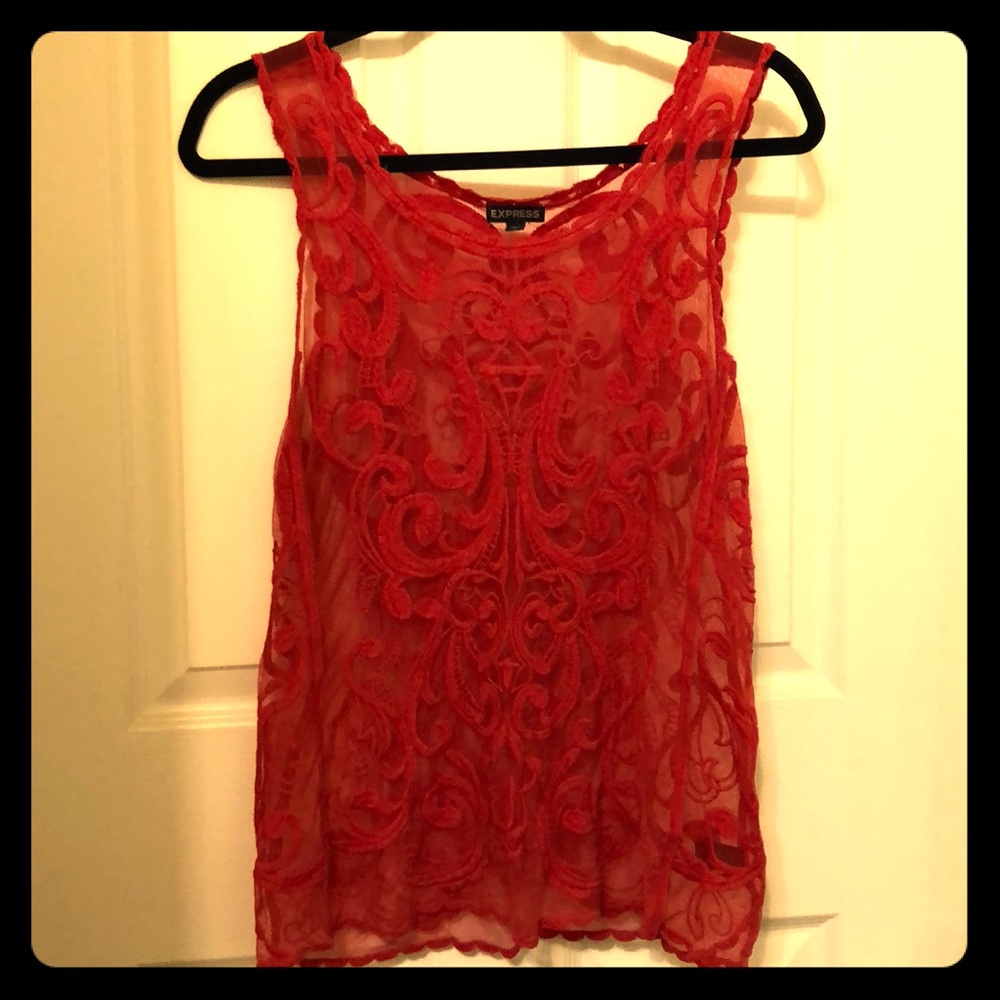 Red Express lace tank